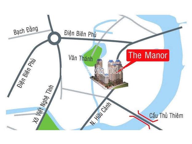 The Manor cho thuê căn hộ có diện tích 135m2, căn góc tháp G, thiết kế 2 phòng ngủ rộng