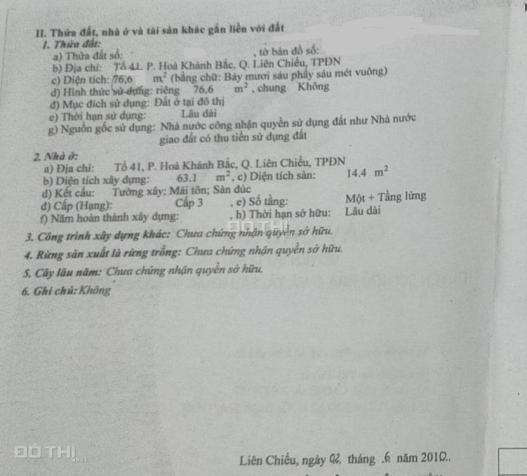 Bán nhà gác lửng đúc kiệt Ô TÔ đường Âu Cơ - Liên Chiểu - Đà Nẵng