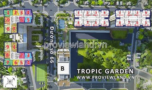 Tropic Garden cho thuê căn hộ tháp A có diện tích 83m2, thiết kế 2 phòng ngủ, 2 phòng tắm