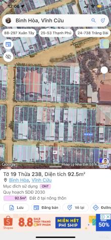 Cần bán gấp lô đất tdc Bình Hoà gần chùa Phổ Quang,Vĩnh Cửu,ĐN 1,8 tỷ